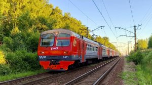 Природа и железная дорога. ЭД4М 0411 следует на перегоне Капитолово - Токсово. Пл. Кузьмолово