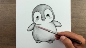 Как нарисовать самого простого пингвина карандашом для начинающих