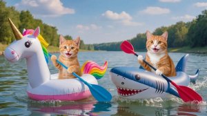 Мама-кошка учит котенка плавать 🏊♂️🐱 #Уроки безопасности на воде для детей 💦