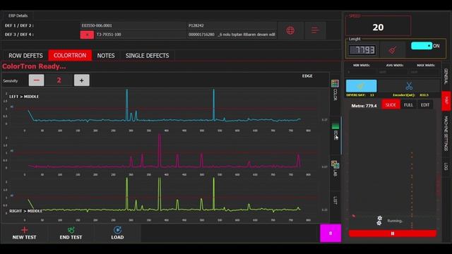 Пример как выглядят графики Colortron на мониторе в онлайн режиме