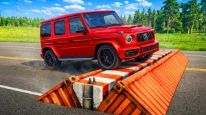 Автомобили против разрушительного лежачего полицейского - Челлендж в BeamNG Drive!  Игра. Мультики