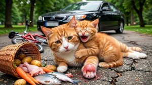 Мама-кошка подстригает шерсть на ферме и делает тигровую шапку для котят дома🐾🎩🐯