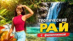 Горячая филиппинская девушка приключение на кайяке на о. Камигин с видом на закат и водопады