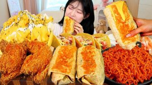 Мукбанг - курица и острая лапша - с хрустом