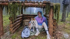 Путешествую в одиночку по лесу со своей собакой ⛈️ Строю домик на дереве под проливным дождем