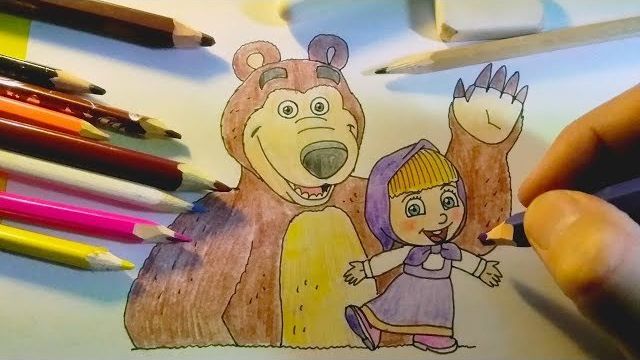Drawing Masha and the Bear Маша и Медведь - рисуем персонажей смотреть онлайн