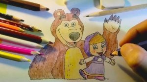 Drawing Masha and the Bear Маша и Медведь - рисуем персонажей