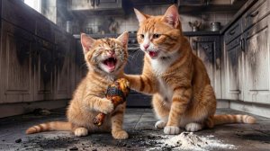 Мама-кошка подстригает шерсть на ферме и делает тигровую шапку для котят дома🐾🎩🐯