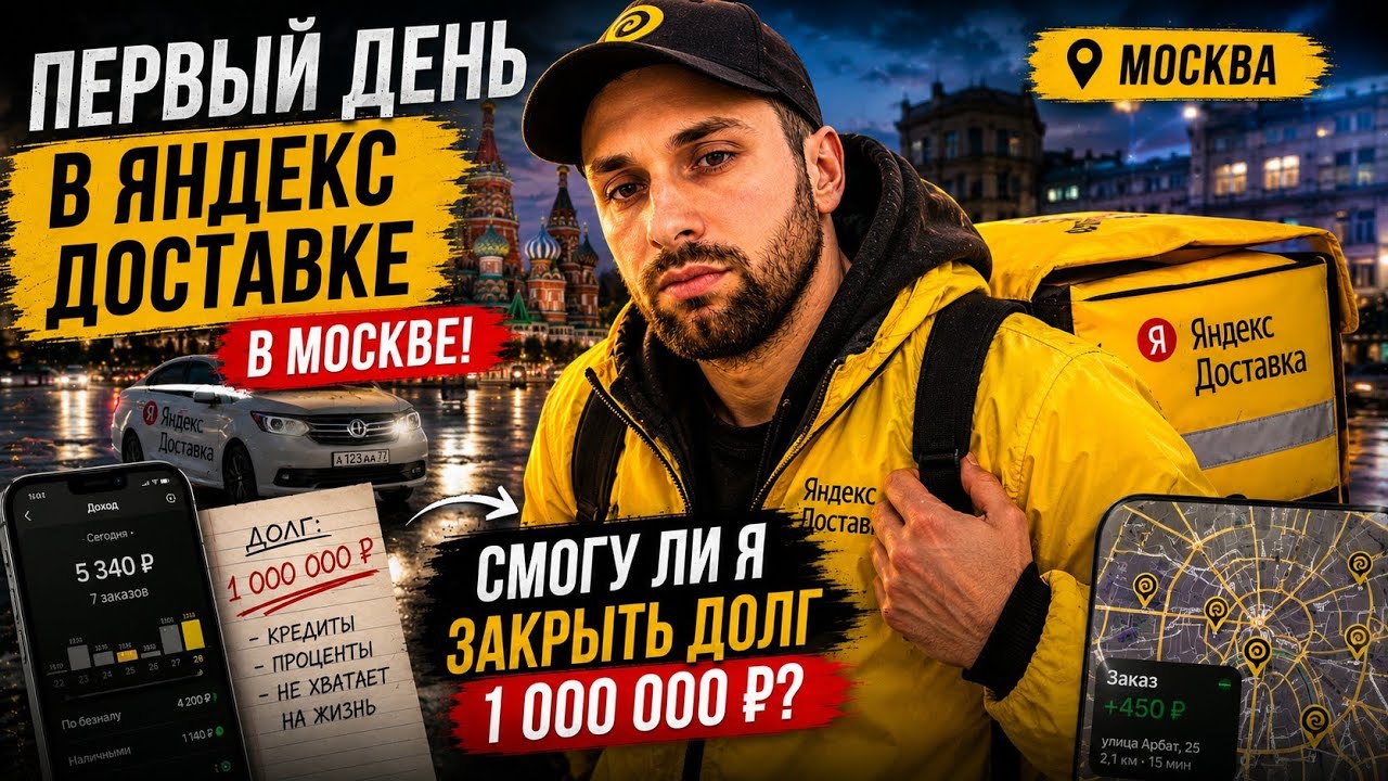 Выживу ли в Москве с Долгом 1000000 ₽ ? Первый День в Яндекс Доставке смотреть онлайн
