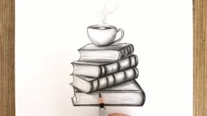 Как нарисовать книги и кофейную чашку шаг за шагом: реалистичный рисунок карандашом
