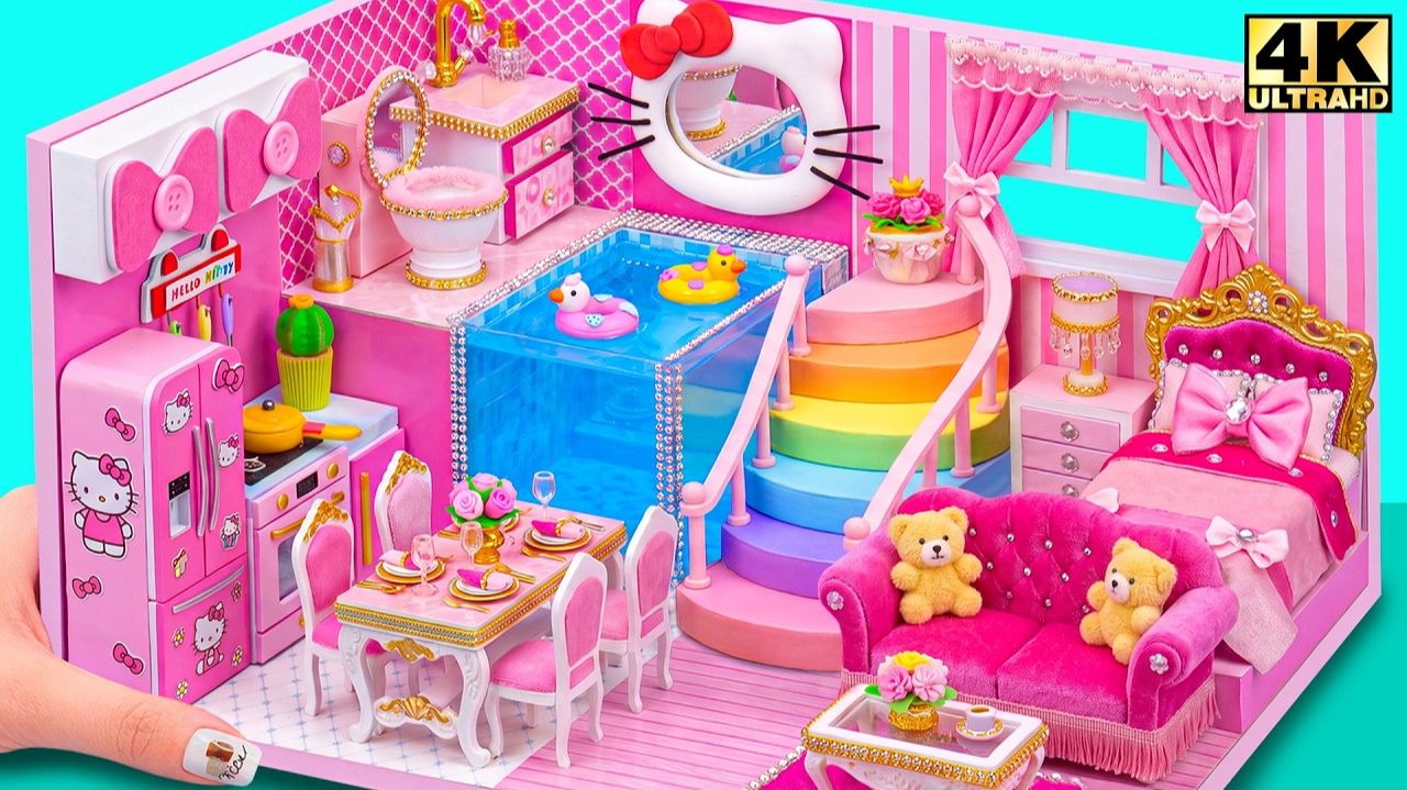 🏰👑 Сделайте очаровательный домик Барби Hello Kitty с крытым бассейном Royal Rainbow ❤️#Миниатюр смотреть онлайн