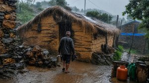 Real Nepali Mountain Village Life During Heavy Rain | Peaceful Monsoon Day in Rural Nepal
