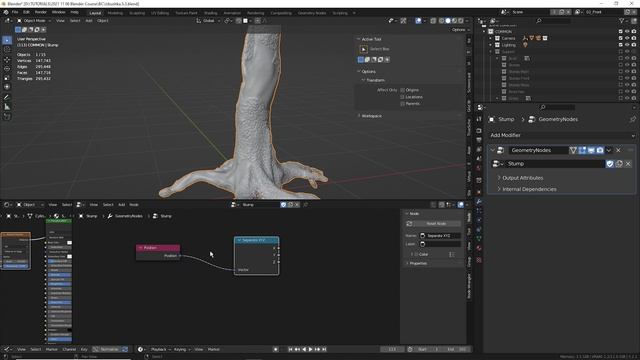 5.3_Blender Избушка ► Промежуточный план. Ассеты пень