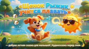 🐶💦☀️✨ «Щенок Рыжик учится плавать» — добрая летняя сказка для малышей | Аудиосказка перед сном 🌙