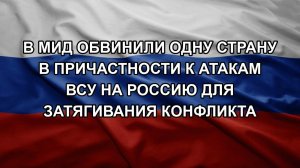 В МИД обвинили одну страну в причастности к атакам ВСУ на Россию для затягивания конфликта
