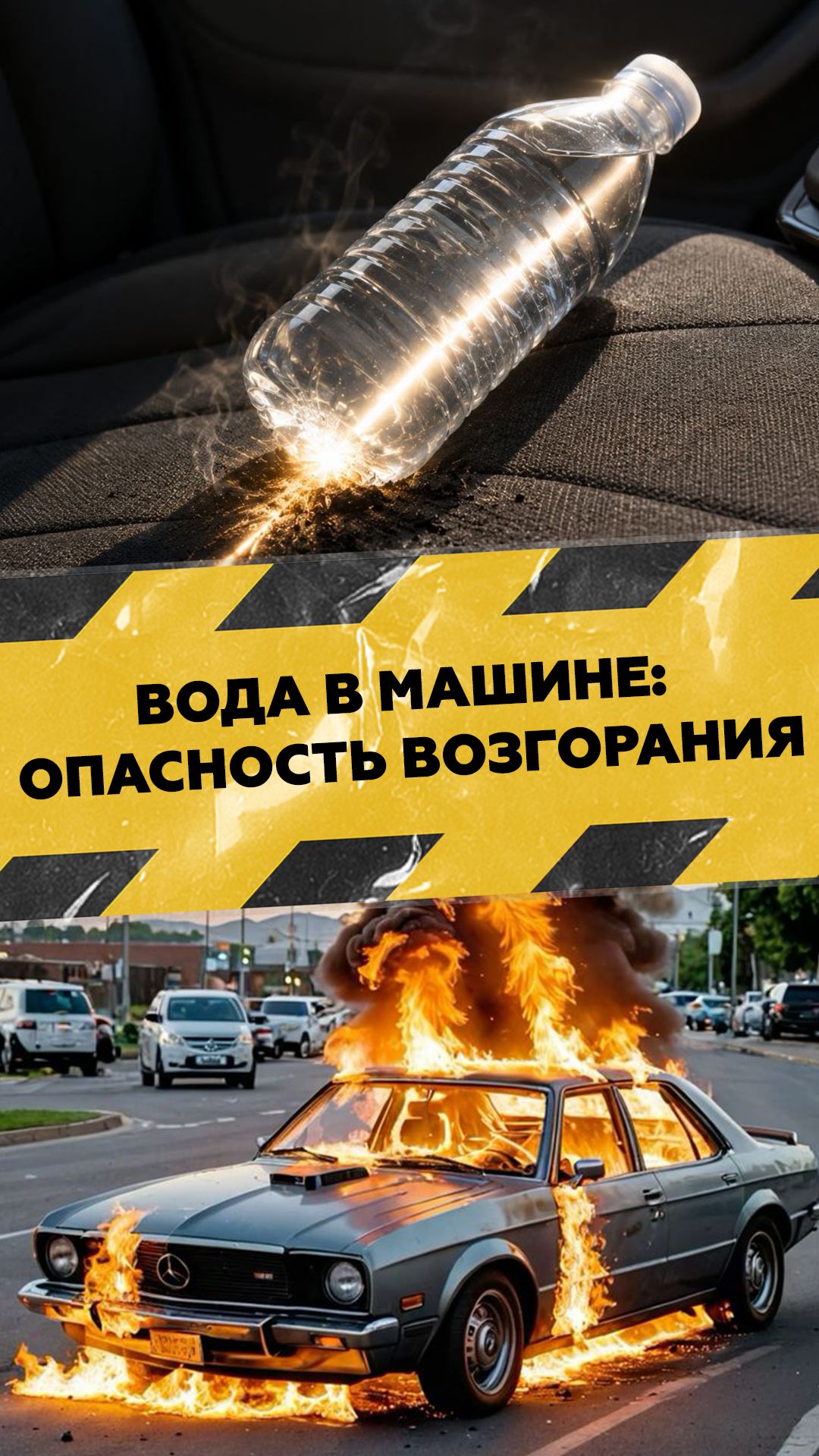 Бутылка с водой опасна в солнечную погоду