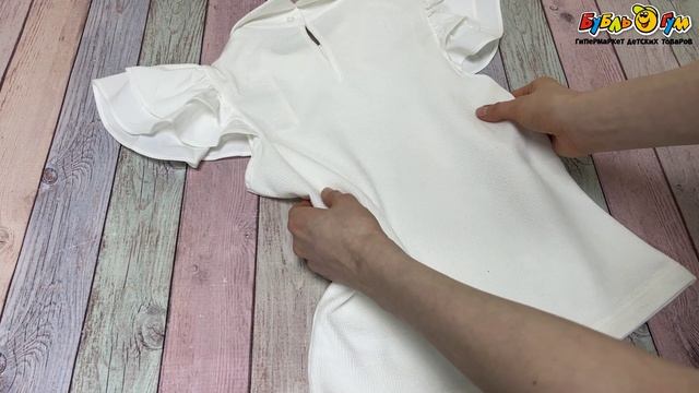 351471 Блузка Lanson Kids школьная с элегантными рукавами и милым воротником молочная