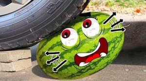 😱 Арбуз оказался под колёсами! 🚗 Неожиданный финал! 🍉