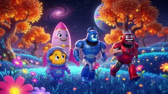 🌈🚀 Капитан Звёздный Мультизор, Синий и Красный роботы прилетают на Планету Радужных Цветов!