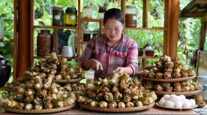 Рецепт вкусных фаршированных побегов бамбука для продажи на рынке.