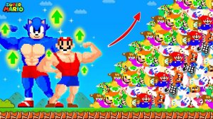 ПРОКАЧИВАЕМ МАРИО И СОНИКА ДО МУСКУЛИСТЫХ ГЕРОЕВ С ПОМОЩЬЮ ОСОБЫХ ЛУН В SUPER MARIO BROS!