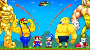 ПРОКАЧИВАЕМ МАРИО И СОНИКА ДО САМЫХ СИЛЬНЫХ ЗОЛОТЫХ МАРИО И ЗОЛОТОГО СОНИКА В SUPER MARIO BROS!