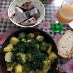 Мукбанг: любимая круглая картошечка с салом и вкуснейшая малосольные селедочка 😋👍