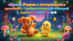 🐶🐥✨ «Щенок Рыжик и потерявшийся цыплёнок» — добрая сказка для малышей | Аудиосказка перед сном 🌙