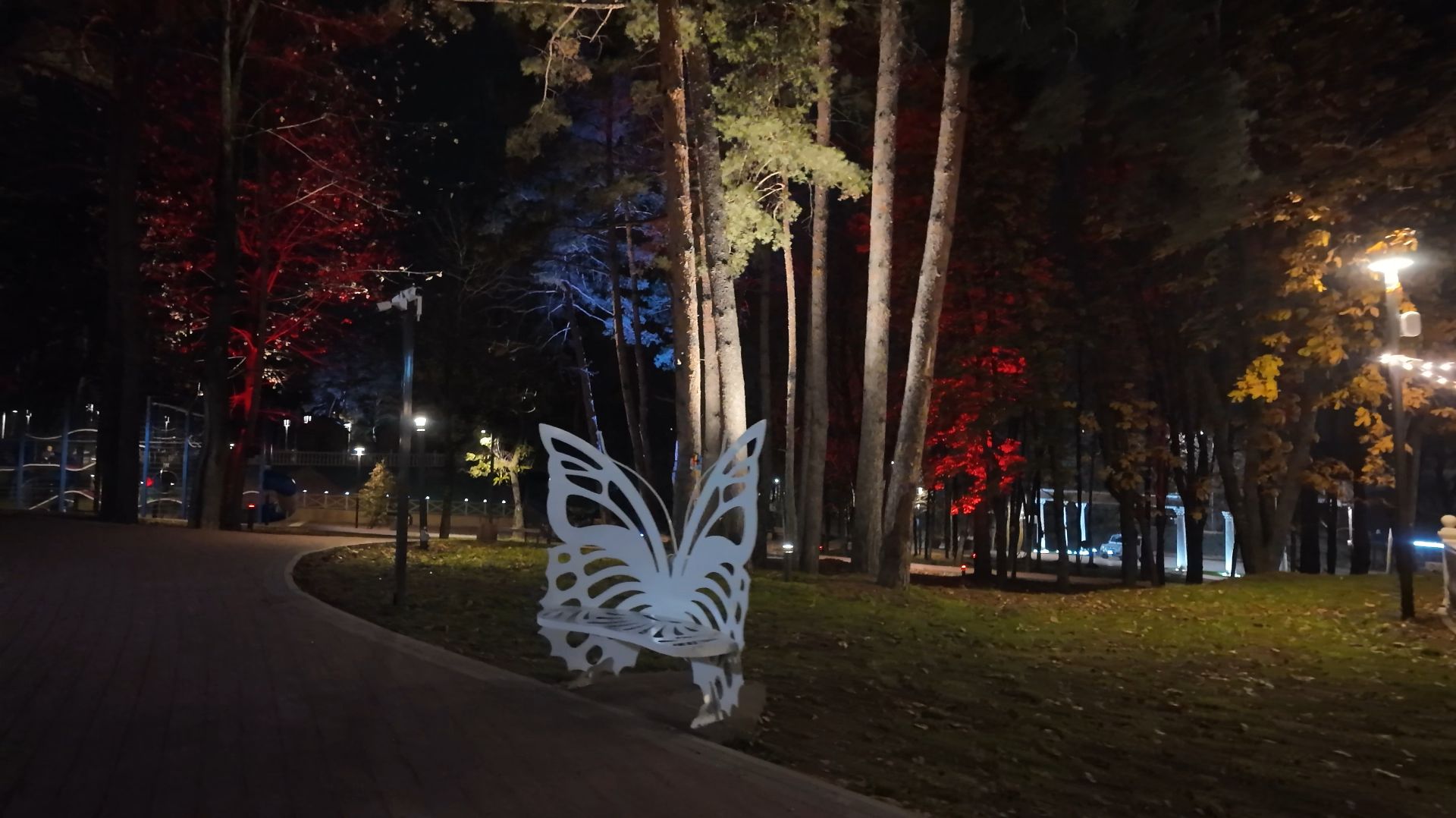 Комсомольский парк Кисловодска ночью. День 3-й, часть 23-я. 14.11.2025.