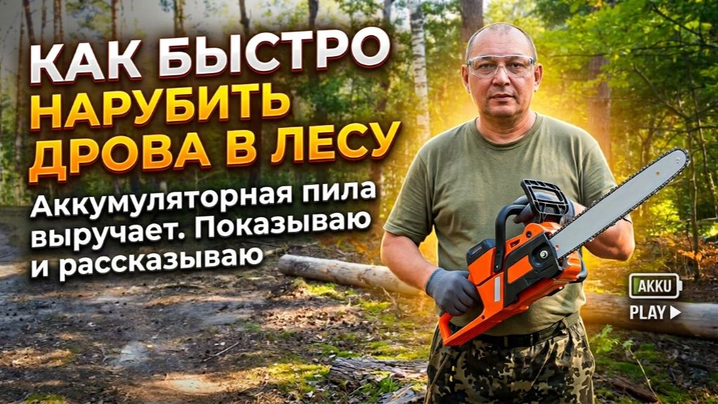 Как быстро нарубить дрова в лесу. Аккумуляторная пила выручает. Показываю и рассказываю