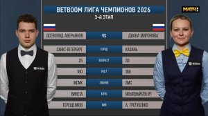 «BetBoom«Лига чемпионов 2026 3 этап Аверьянов Всеволод (RUS) - Миронова Диана (RUS) Св.пирамида.