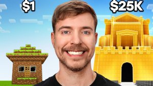 Строительный Челлендж $1 vs $25,000. Мистер Бист бросил вызов лучшим Майнкрафт - строителям. MrBeast