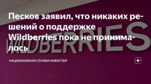 Никаких решений о поддержке Wildberries пока не принималось, сообщил Песков.