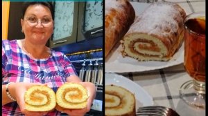 ЖИЗНЬ В СЕЛЕ:БИСКВИТНЫЙ РУЛЕТ С ЯБЛОКАМИ