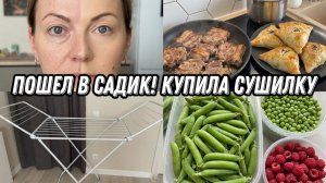 VLOG: Едим МЯСО//Купила СУШИЛКУ//Пошел в САДИК//Кабачки и САМСА//В Огороде