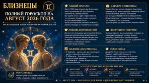 Близнецы. Полный гороскоп на Август 2026 года