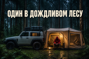 Один в кемпинге под дождём: уют, тишина и горячий ужин
