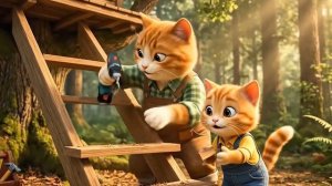 Мама-кошка построила крошечный домик на дереве для котенка 🐱🌳 #Трогательная история #