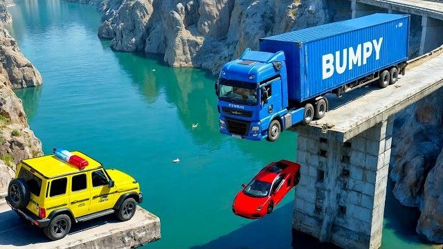 Автомобили против ОБРУШЕНИЯ сломанного моста - BeamNG Drive