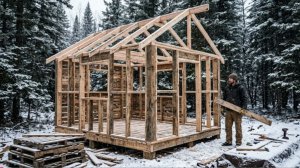 Я превратил старые поддоны в уютный домик 🏠 во время метели.