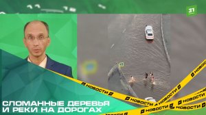 Сломанные деревья и реки на дорогах. Челябинск после жары накрыл мощный ливень