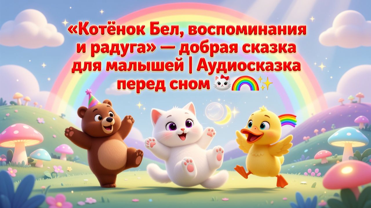 🐱🌈✨ «Котёнок Бел, воспоминания и радуга» — добрая сказка для малышей | Аудиосказка перед сном 🌙💤