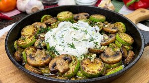Кабачки с грибами вкуснее МЯСА! Быстрый и невероятно вкусный ужин на сковороде