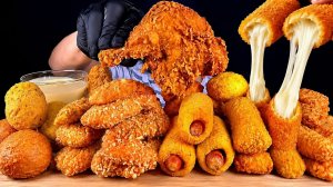 ASMR 바삭한 후라이드치킨🍗뿌링치즈볼 치킨치즈스틱 치킨너겟 치즈볼 먹방~! Crispy Chicken With Cheese Sticks Ball Nuggets MuKBang~!