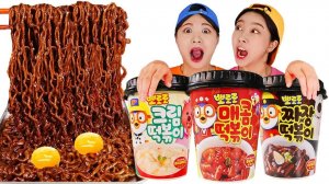 Черная лапша пороро Tteokbokki Mukbang ДОНА DONA