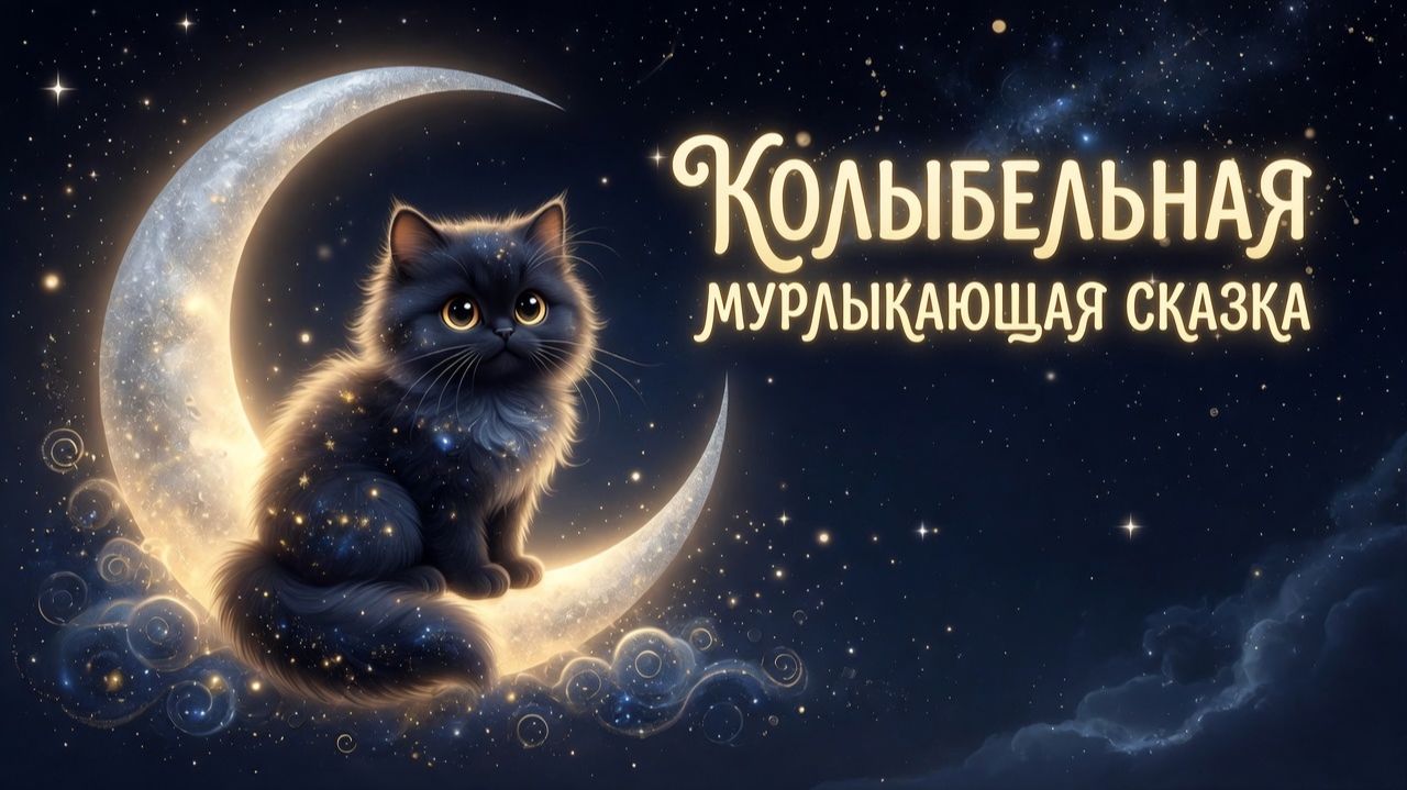 Колыбельная Сказка на Ночь — Лунный Кот и Падающие Звёзды 🐈⬛ Мурлыкающая аудиосказка для сна детей