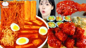 Мукбанг - жареная курица и токпокки - еда на камеру