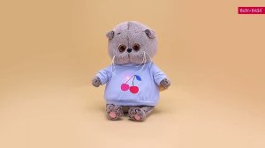 Кот Басик беби в свитшоте с ягодно-цветочным принтом BB-166