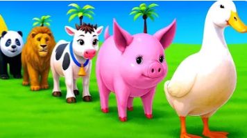 Игра с длинной горкой: корова, слон, горилла, бегемот, тигр — забавные 3D‑животные