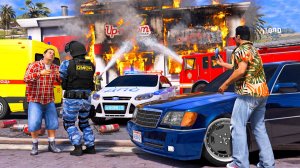 ОТЕЦ И СЫН В GTA 5 - МОЯ БУРГЕРНАЯ UP-N-ATOM СГОРЕЛА ДОТЛА! ТУШИМ ПОЖАР В БУРГЕРНОЙ! 🌊ВОТЕР